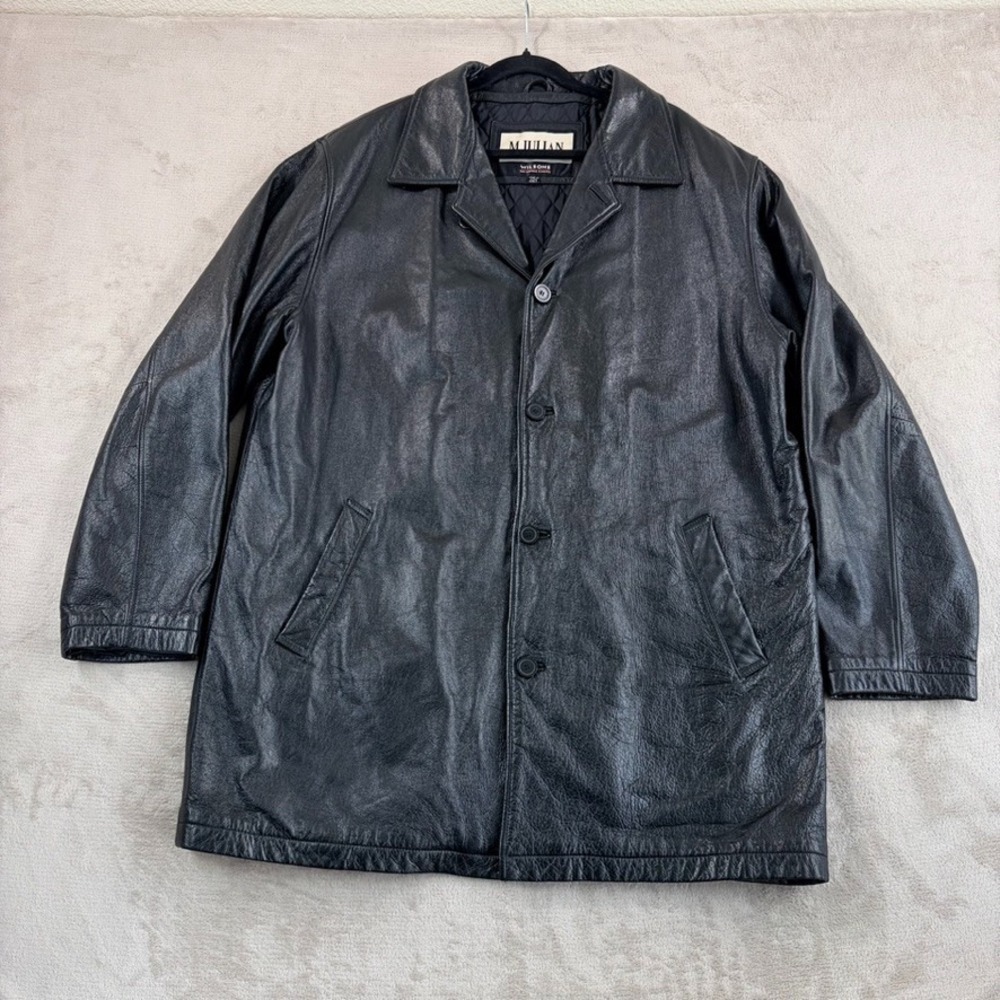 Vintage Wilsons M Julian Quilt Lined Coat Jacket in Black 100% Leather Men 2XLT